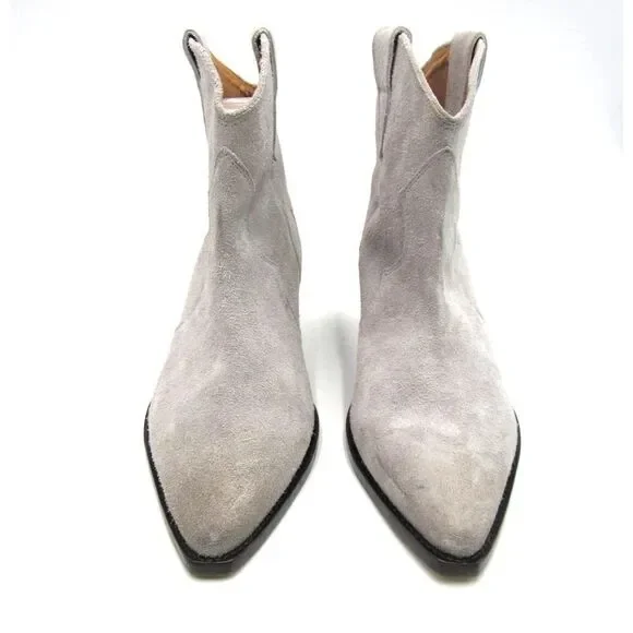 ISABEL MARANT Dewina Heeled Ankle Boots SZ 41 in Light Grey